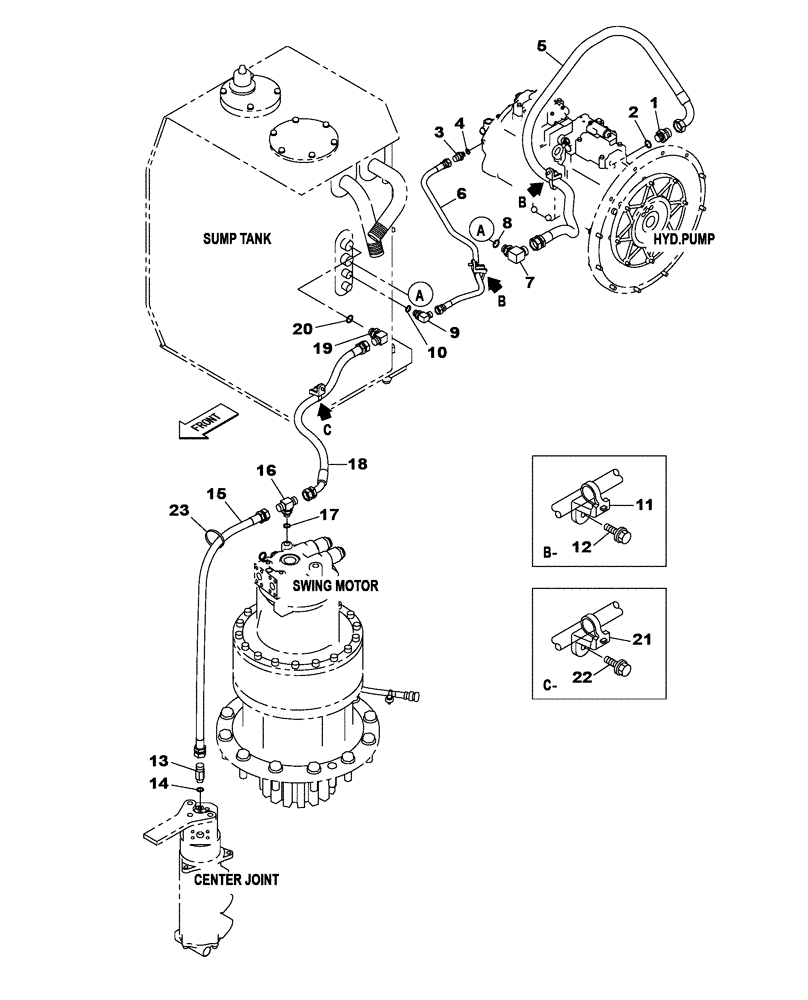 Схема запчастей Case CX470C - (08-008-00[01]) - HYDRAULIC CIRCUIT - DRAIN LINE (07) - HYDRAULIC SYSTEM