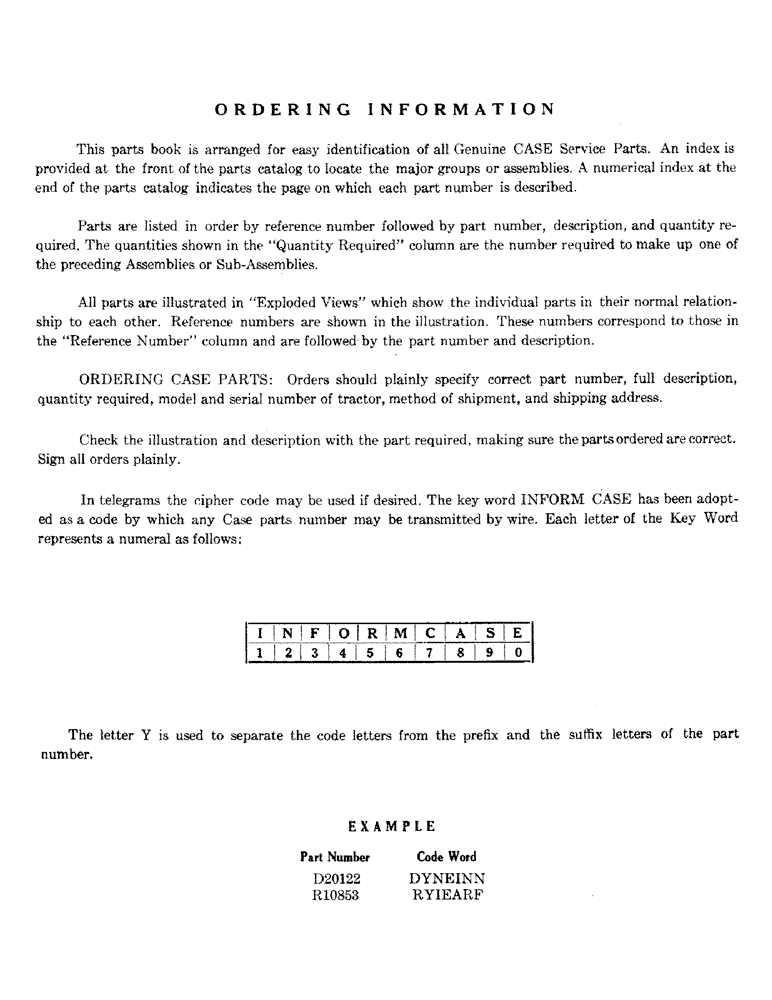 Схема запчастей Case 310 - (004) - ORDERING INFORMATION (00) - GENERAL