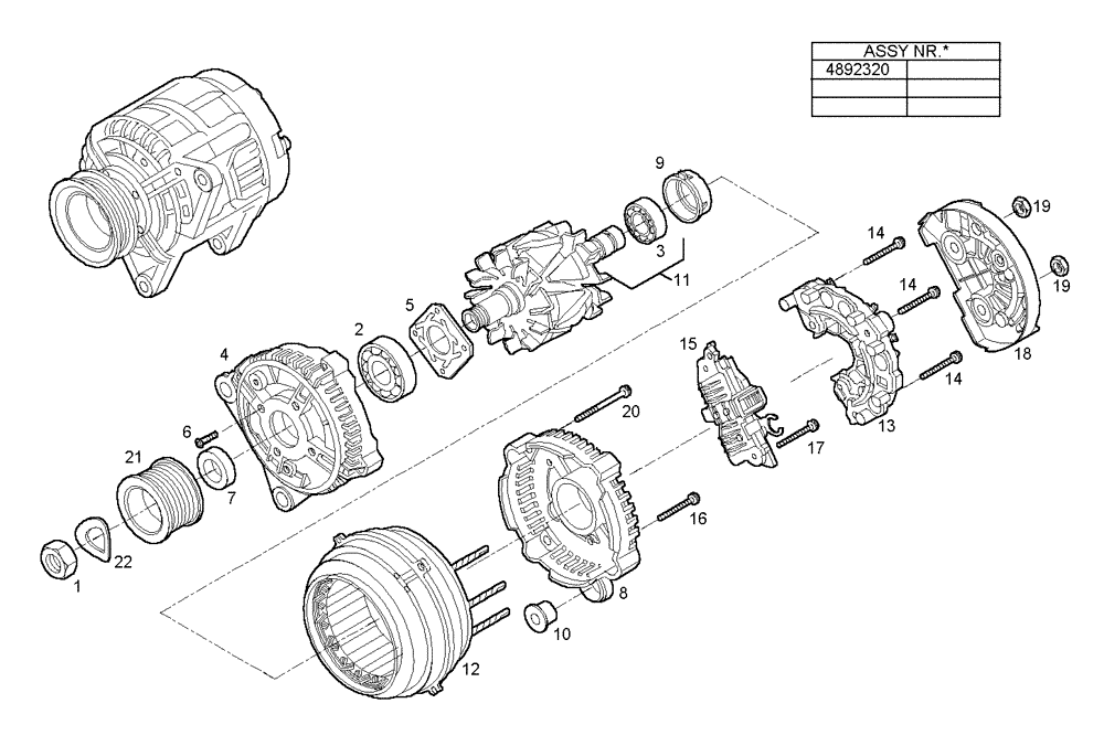 Схема запчастей Case 865B AWD - (04-02[01]) - ALTENATOR COMPONENTS (04) - ELECTRICAL SYSTEMS