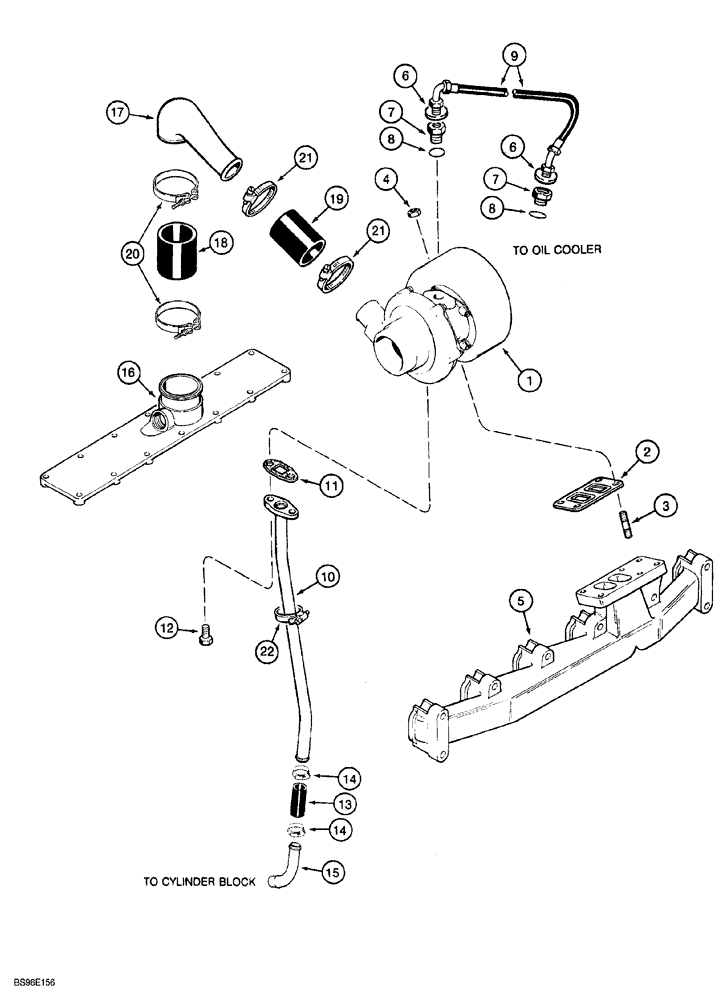 Схема запчастей Case 850G - (2-28) - TURBOCHARGER SYSTEM (PRIOR TO P.I.N. JJG0254015, EXCEPT FOR JJG0254005 TO JJG0254009) (01) - ENGINE