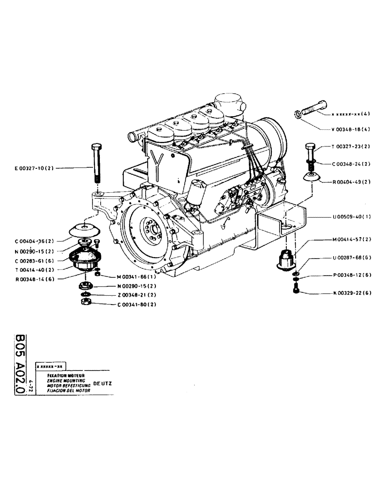 Схема запчастей Case TC45 - (023) - ENGINE MOUNTING 