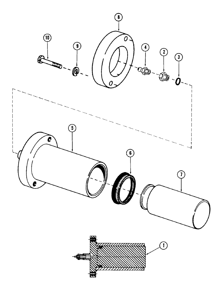 Схема запчастей Case 980 - (104) - TRACK ADJUSTER CYLINDER (04) - UNDERCARRIAGE