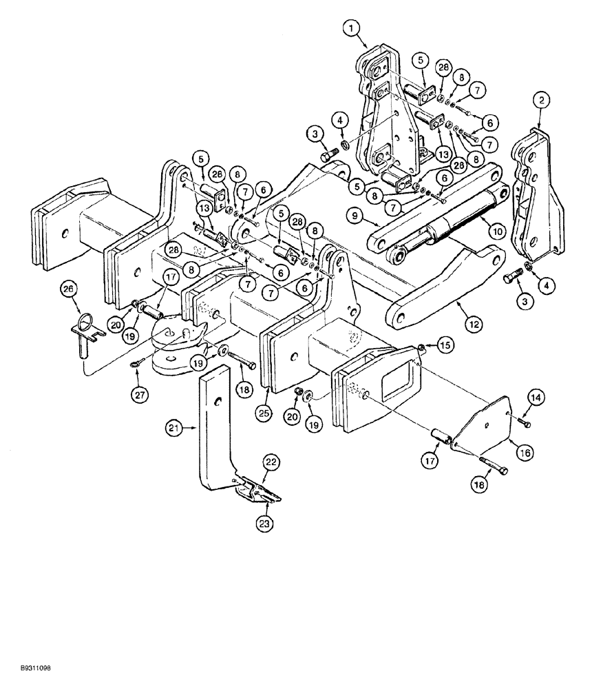 Схема запчастей Case 650G - (9-08) - RIPPER (09) - CHASSIS/ATTACHMENTS