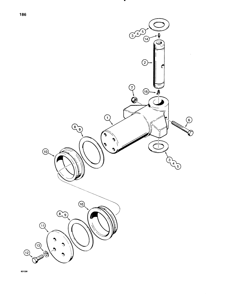 Схема запчастей Case P60 - (186) - FRAME ARTICULATION JOINT (39) - FRAMES AND BALLASTING