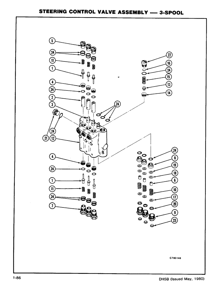 Схема запчастей Case DH5 - (1-86) - STEERING CONTROL VALVE ASSEMBLY - 3-SPOOL (41) - STEERING