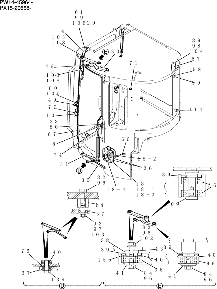 Схема запчастей Case CX31B - (744-17[3]) - CAB ASSY (COOLER) (36) - PNEUMATIC SYSTEM