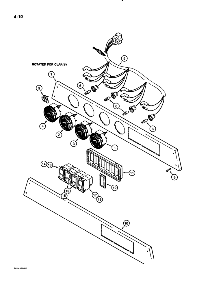 Схема запчастей Case 621 - (4-10) - OPTIONAL GAUGES AND OVERHEAD SWITCHES (04) - ELECTRICAL SYSTEMS