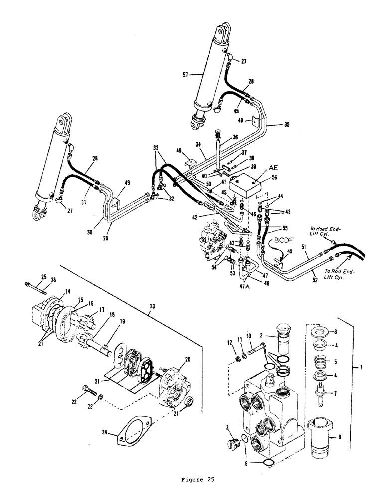 Схема запчастей Case L55 - (52) - P-80 LINE-LAYER LEFT CIRCUIT, MOTOR CONTROL VALVE, & PUMP ASSEMBLIES 