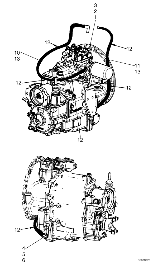 Схема запчастей Case 580M - (07-05) - BRAKE LINES TO TRANSMISSION - 2WD (07) - BRAKES