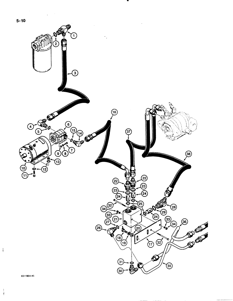 Схема запчастей Case W11B - (5-010) - HYDRAULIC CIRCUIT, *STANDARD AUXILIARY STEERING (05) - STEERING