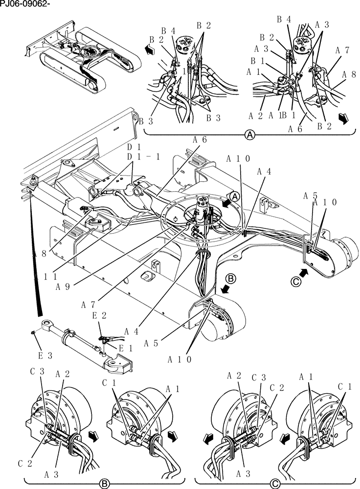 Схема запчастей Case CX50B - (400-72[1]) - HYD LINES, LOW ANGLE DOZER (86) - DOZER