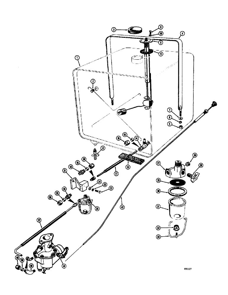 Схема запчастей Case W8E - (154) - FUEL TANK, GAS ENGINE (03) - FUEL SYSTEM