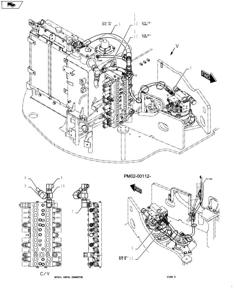 Схема запчастей Case CX55BMSR - (01-029[03]) - HYD LINES, RETURN (35) - HYDRAULIC SYSTEMS