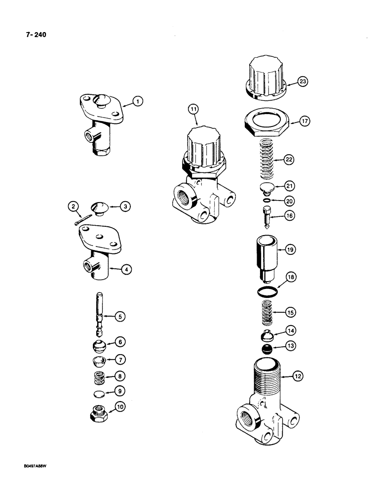 Схема запчастей Case W36 - (7-240) - HORN VALVE AND PRESSURE PROTECTION VALVE (07) - BRAKES