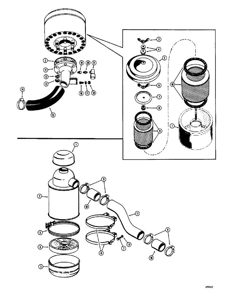 Схема запчастей Case W7 - (094) - DRY TYPE AIR CLEANER, DIESEL ENGINE, OIL BATH AIR CLEANER DIESEL ENGINE (02) - ENGINE