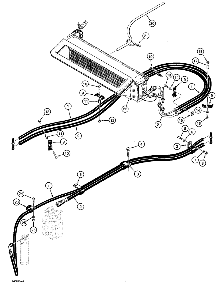 Схема запчастей Case W36 - (9-544) - AIR CONDITIONING LINES, DRYER TO PLENUM, PRIOR TO P.I.N. 9161226 (09) - CHASSIS