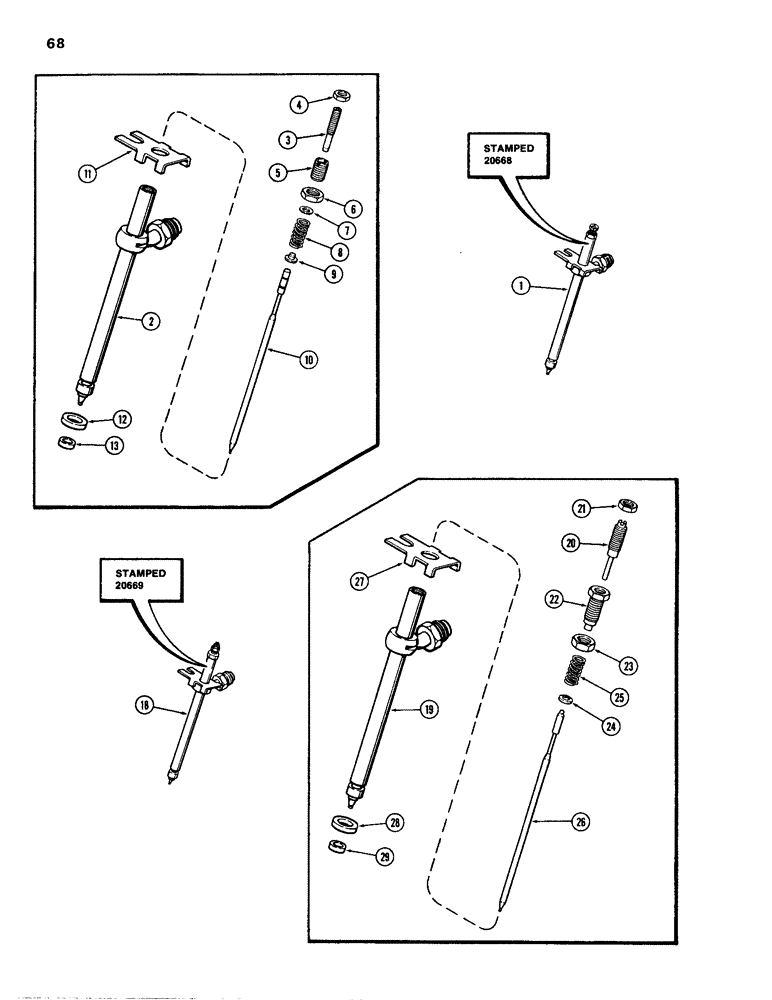 Схема запчастей Case W24B - (068) - INJECTION NOZZLES, FOR ALTITUDE COMPENSATING ENGINES (03) - FUEL SYSTEM