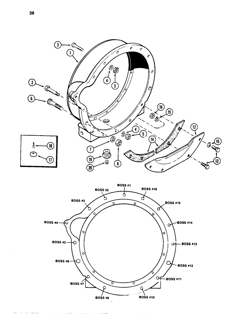 Схема запчастей Case W24C - (038) - FLYWHEEL HOUSING, 504BD AND 504BDT DIESEL ENGINES (02) - ENGINE