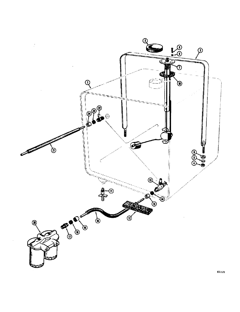 Схема запчастей Case W10C - (142) - FUEL TANK, DIESEL ENGINE (03) - FUEL SYSTEM