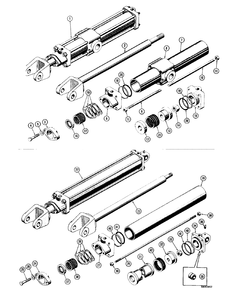 Схема запчастей Case 1000D - (302) - R19299 DOZER LIFT CYLINDER (07) - HYDRAULIC SYSTEM