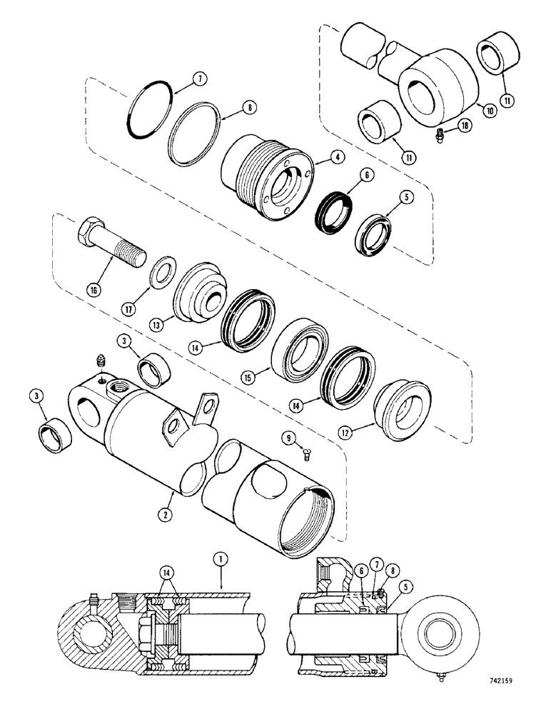 Схема запчастей Case 1150B - (262) - G33996 AND G33997 LOADER LIFT CYLINDERS, GLAND HAS NO I.D. MARKINGS (07) - HYDRAULIC SYSTEM