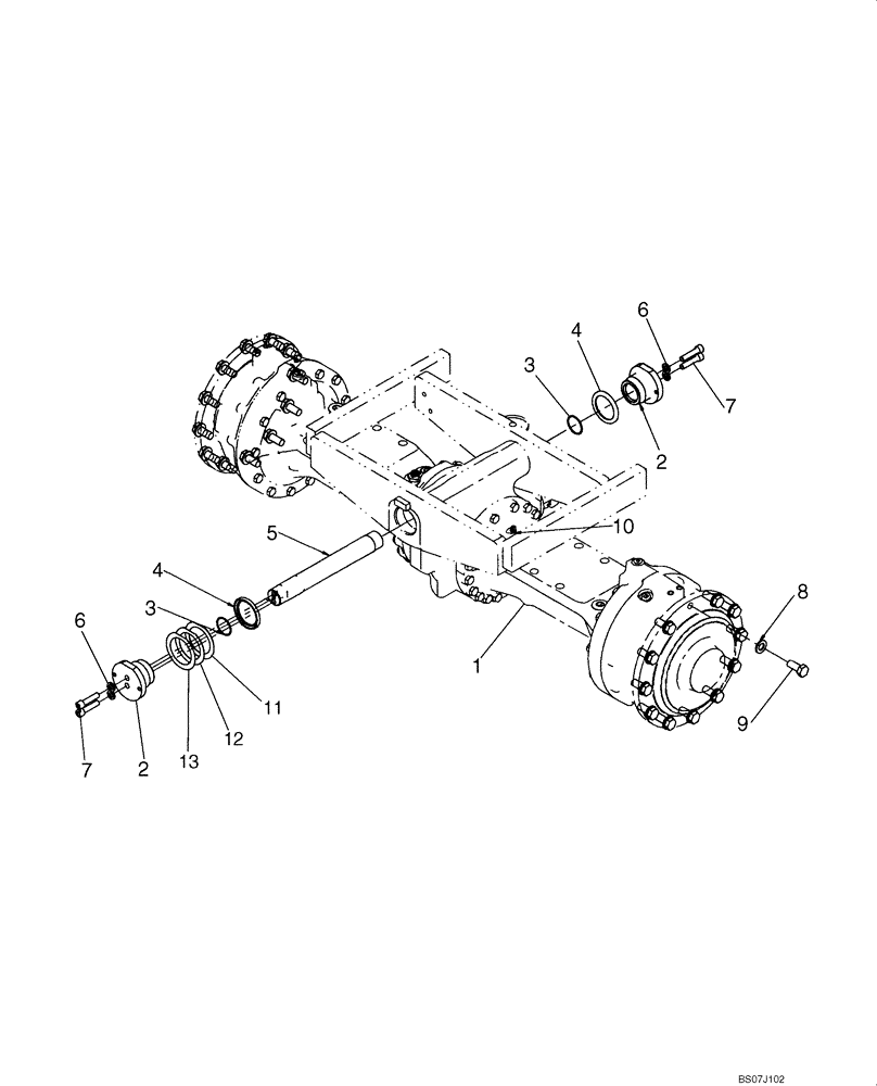 Схема запчастей Case 521E - (06-23) - AXLE, REAR - MOUNTING (06) - POWER TRAIN