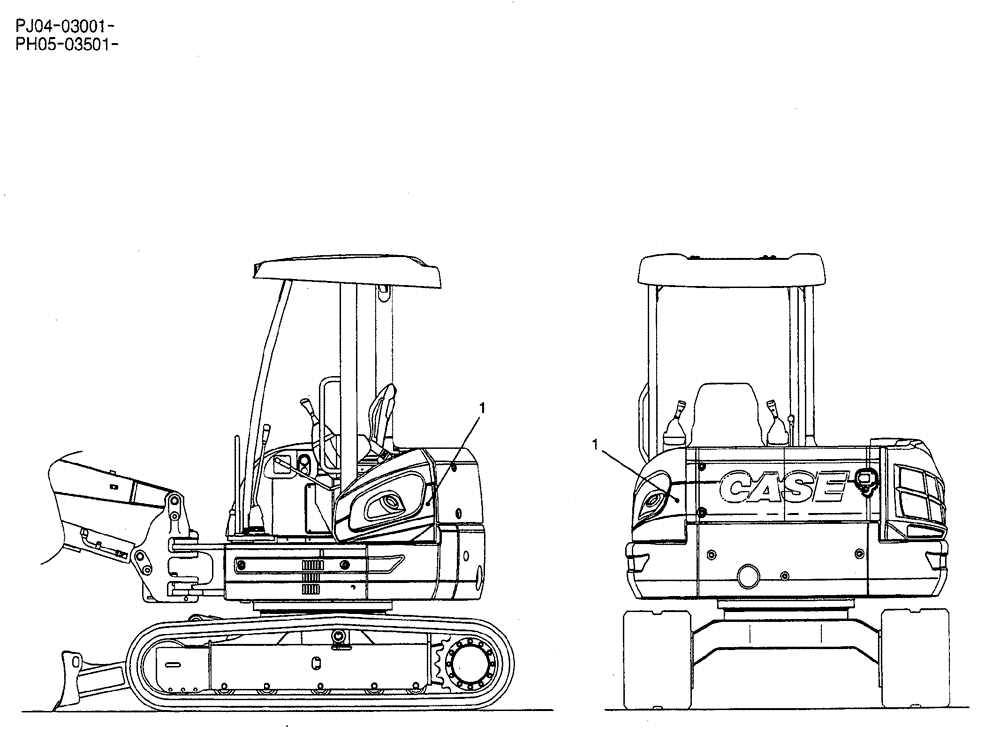 Схема запчастей Case CX50B - (07-003) - NAME PLATE INSTAL P/N PH22T00058F1 NAME-PLATE