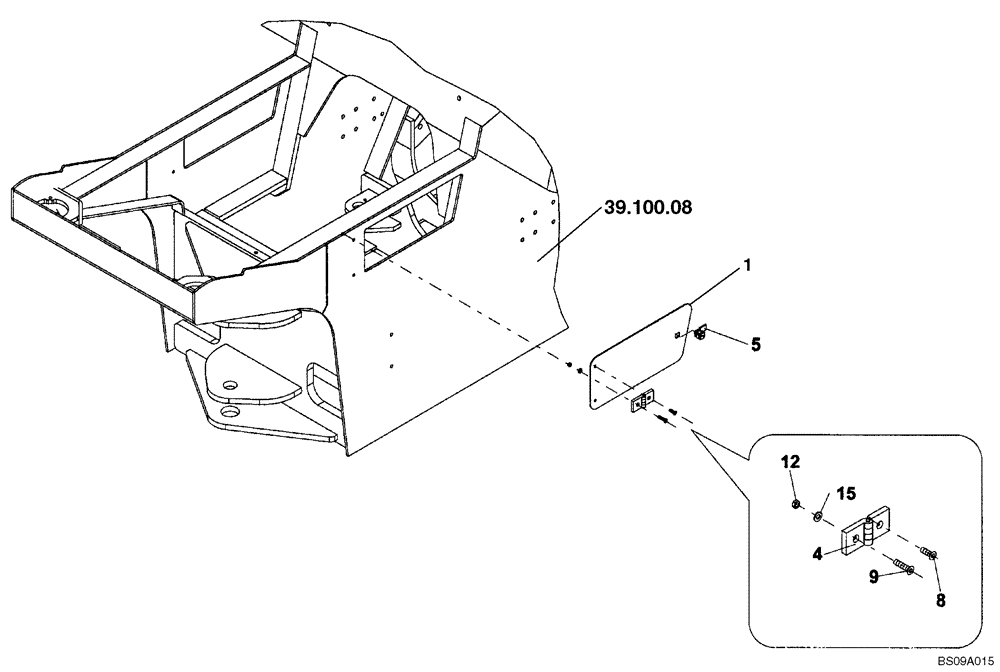 Схема запчастей Case SV212 - (39.100.11) - DOOR, ACCESS LH (39) - FRAMES AND BALLASTING