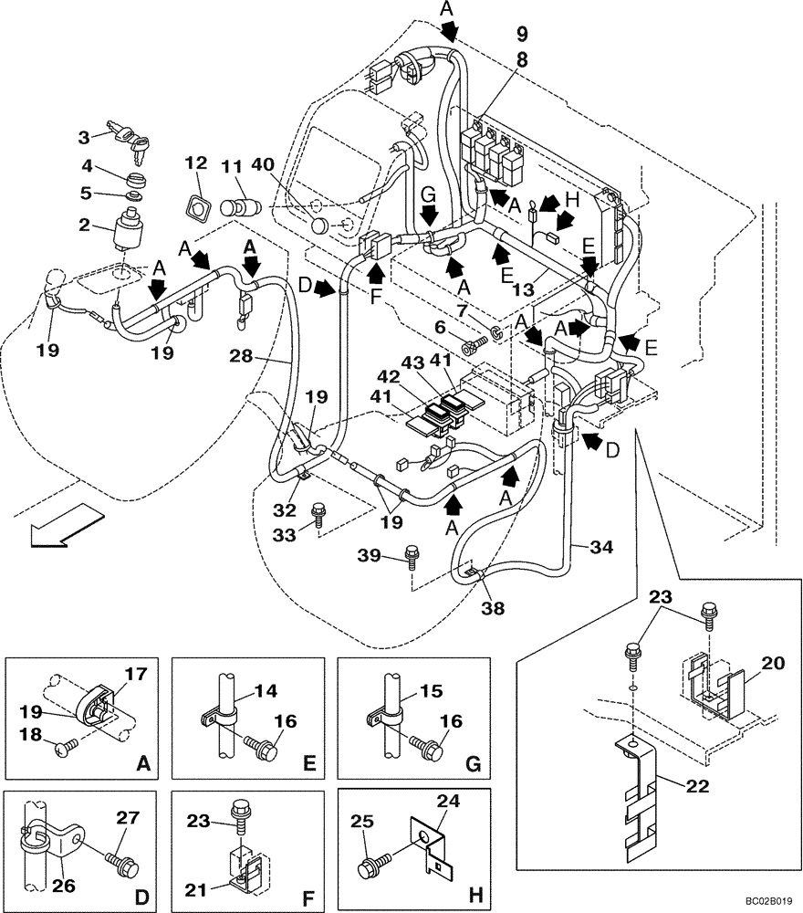 Схема запчастей Case CX130 - (04-03) - ELECTRICAL - CAB (04) - ELECTRICAL SYSTEMS