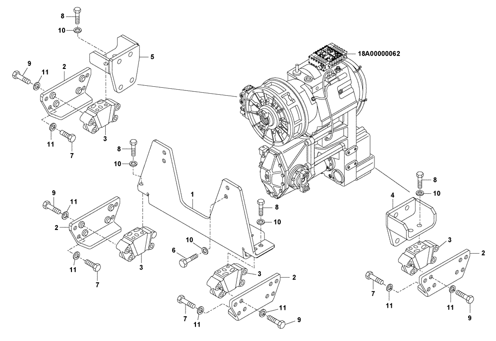 Схема запчастей Case 330B - (18A00000994[001]) - GEARBOX W/RETARDER - MOUNTING (87567093) (03) - Converter / Transmission