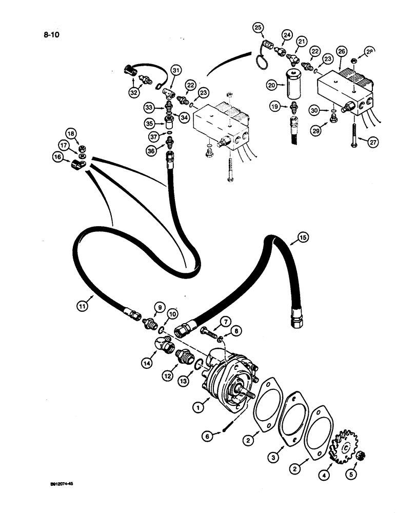 Схема запчастей Case 1187C - (8-10) - HYDRAULIC CIRCUIT FOR CONTROLS, HYDRAULIC PUMP AND LINES (08) - HYDRAULICS