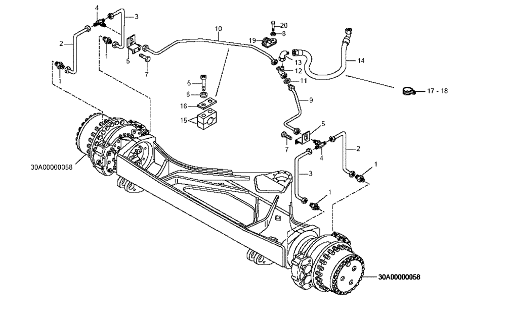 Схема запчастей Case 335B - (47A00011974[001]) - BRAKE LINES, FRONT AXLE (87602483) (09) - Implement / Hydraulics / Frame / Brakes