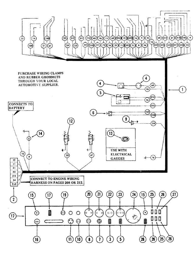 Схема запчастей Case 35 - (204) - INSTRUMENT PANEL AND TURNTABLE WIRING HARNESS, (USED ON UNITS WITH PIN 6266131 THRU 6266300) (55) - ELECTRICAL SYSTEMS