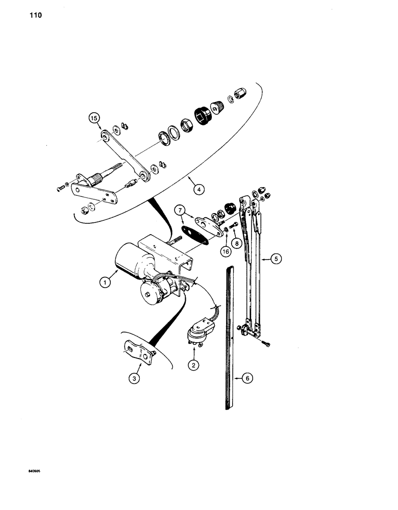 Схема запчастей Case 880C - (110) - WINDSHIELD WIPER AND DOME LAMP, BEFORE PIN 6205236 (06) - ELECTRICAL SYSTEMS