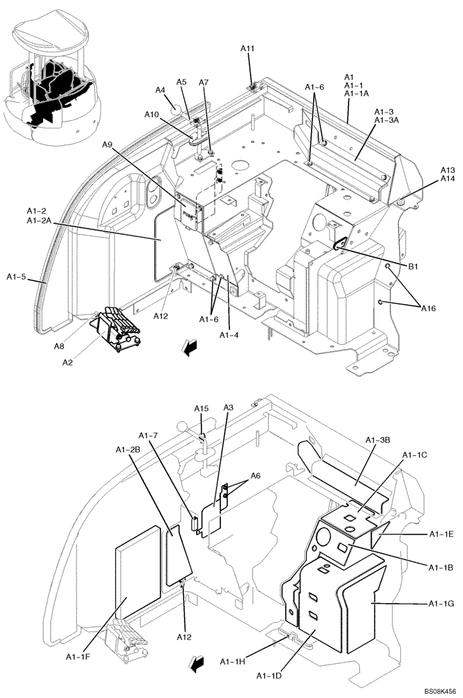 Схема запчастей Case CX27B BTW - (01-031) - STAND ASSY, CONTROL ( CANOPY) (PM03M00058F1, PW03M01715F1) (90) - PLATFORM, CAB, BODYWORK AND DECALS