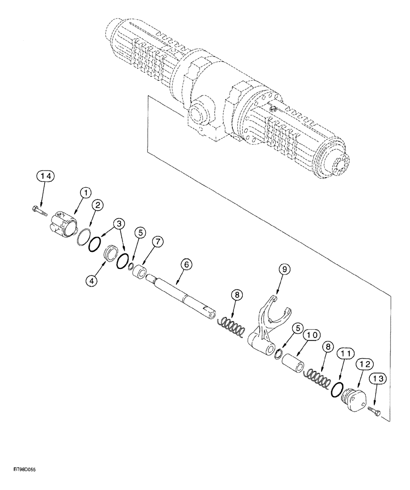 Схема запчастей Case 580SL - (6-168) - REAR DRIVE AXLE, DIFFERENTIAL LOCK, MODELS WITHOUT POWERSHIFT TRANSMISSION, CLOCKWISE INPUT (06) - POWER TRAIN