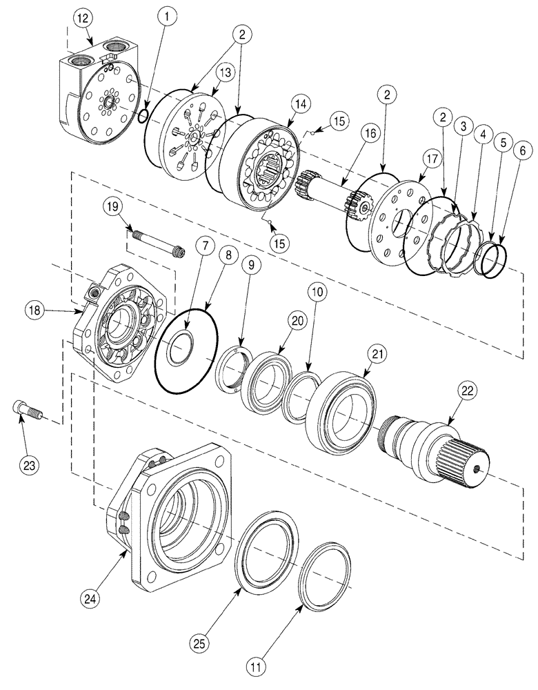 Схема запчастей Case 6030 - (06-08) - MOTOR, THRUST/PULLBACK HYDROSTATIC (06) - POWER TRAIN