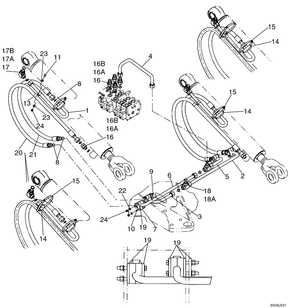 Схема запчастей Case 621D - (08-04C) - HYDRAULICS - LOADER LIFT (XT LOADER) - IF USED (08) - HYDRAULICS