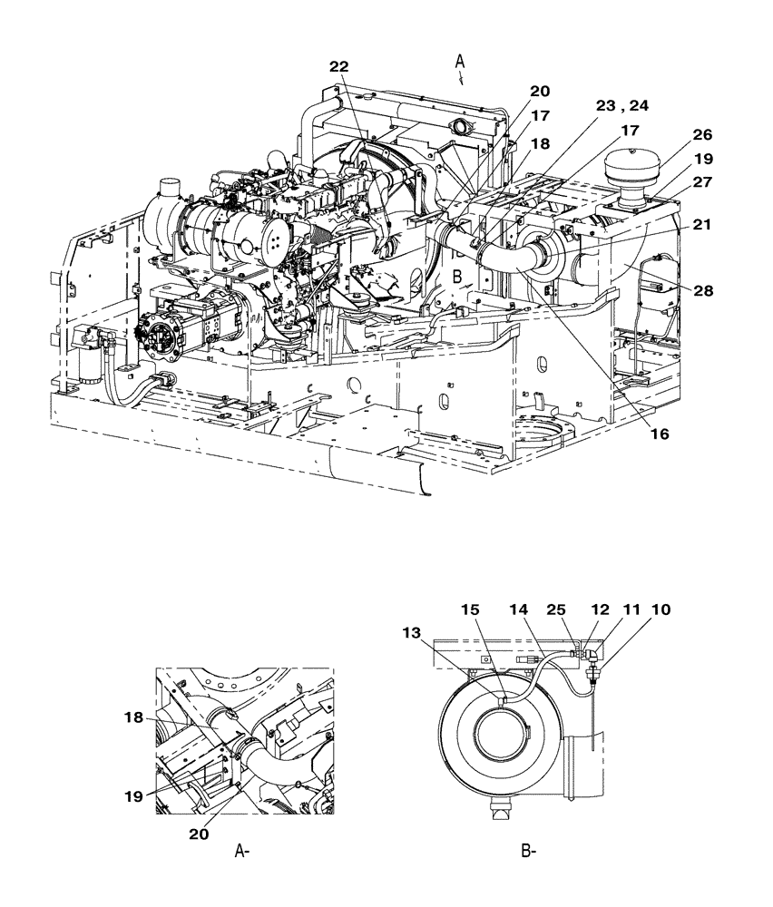 Схема запчастей Case CX350C - (02-002[01]) - AIR FILTRATION (02) - ENGINE