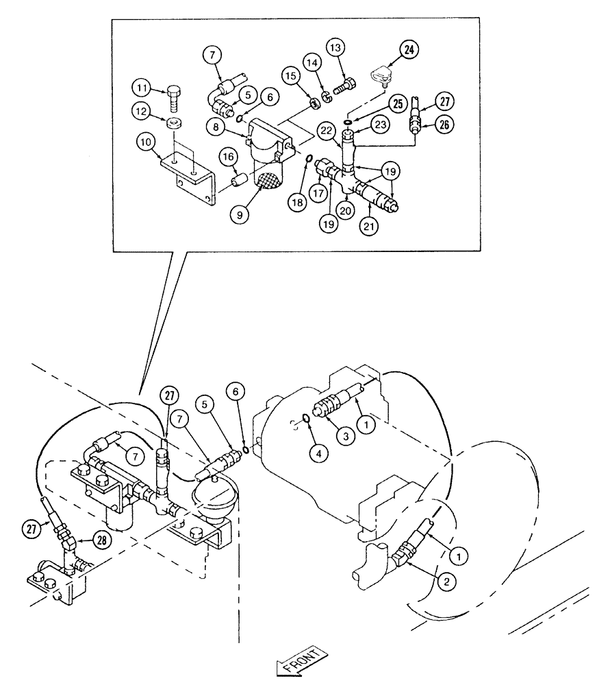 Схема запчастей Case 9040 - (8-46) - HYDRAULIC CONTROL CIRCUIT, PUMP TO PILOT LINE FILTER (08) - HYDRAULICS