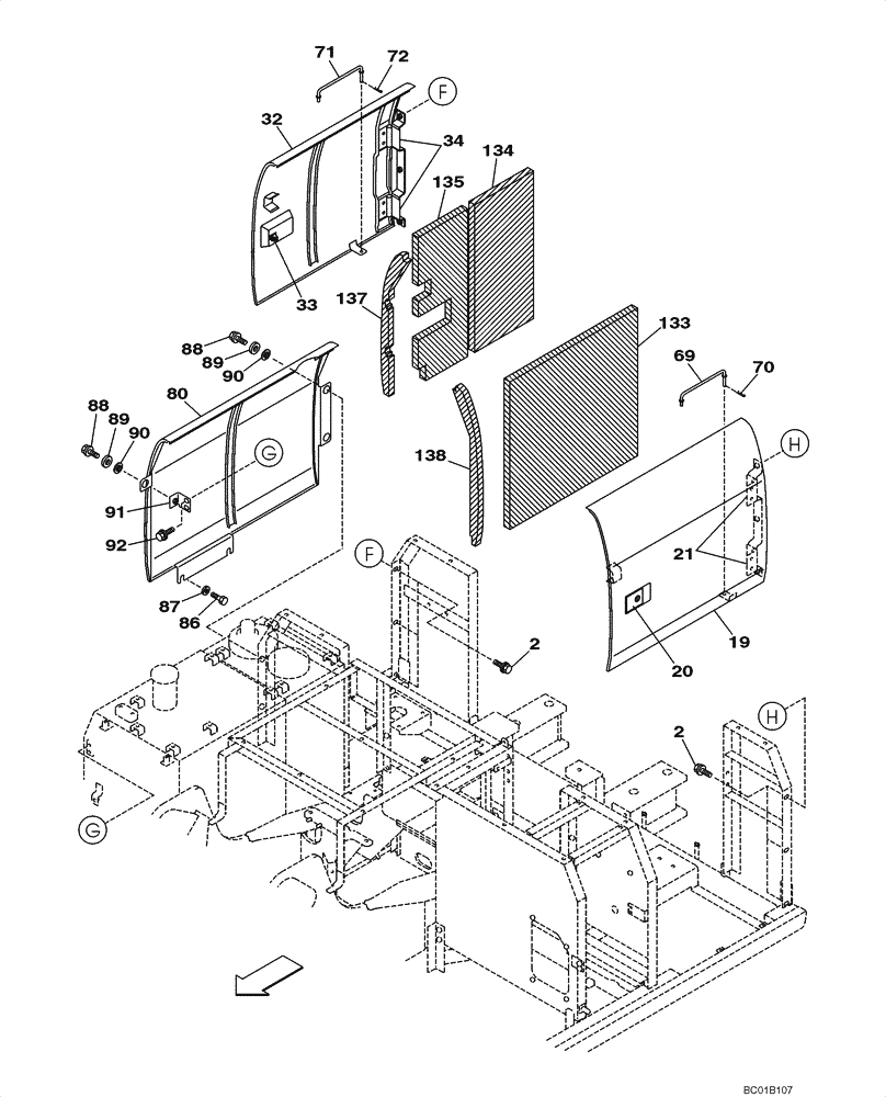 Схема запчастей Case CX160 - (09-06) - ACCESS DOOR - INSULATION (09) - CHASSIS/ATTACHMENTS