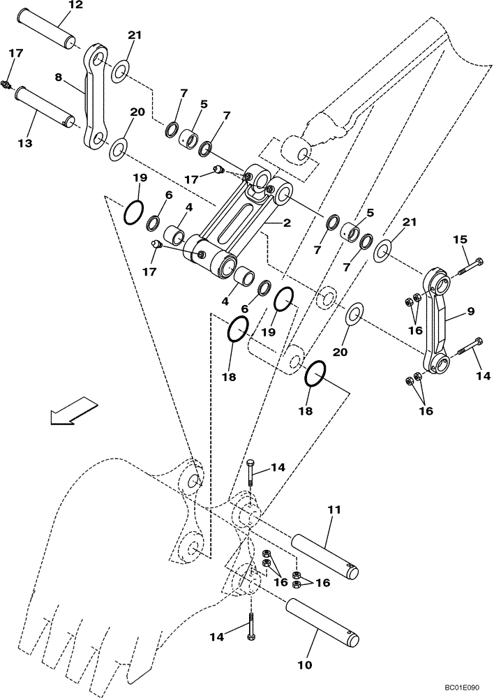 Схема запчастей Case CX330 - (09-52) - BUCKET LINKAGE, HEAVY DUTY (09) - CHASSIS