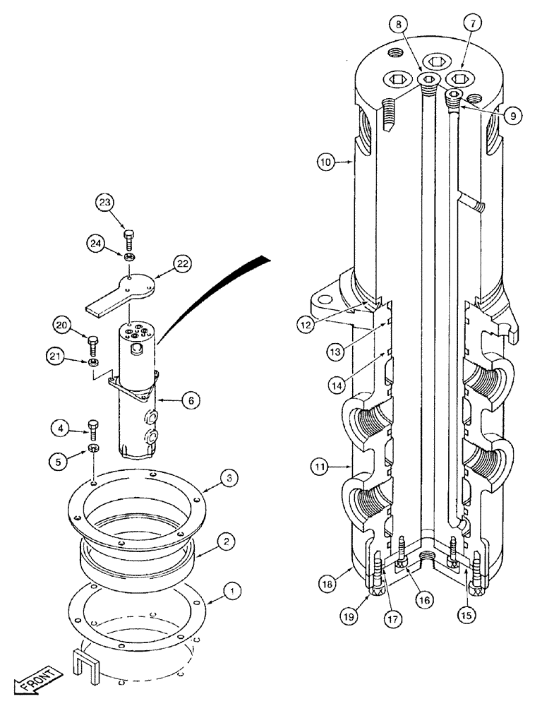 Схема запчастей Case 9050B - (8-196) - HYDRAULIC SWIVEL (08) - HYDRAULICS