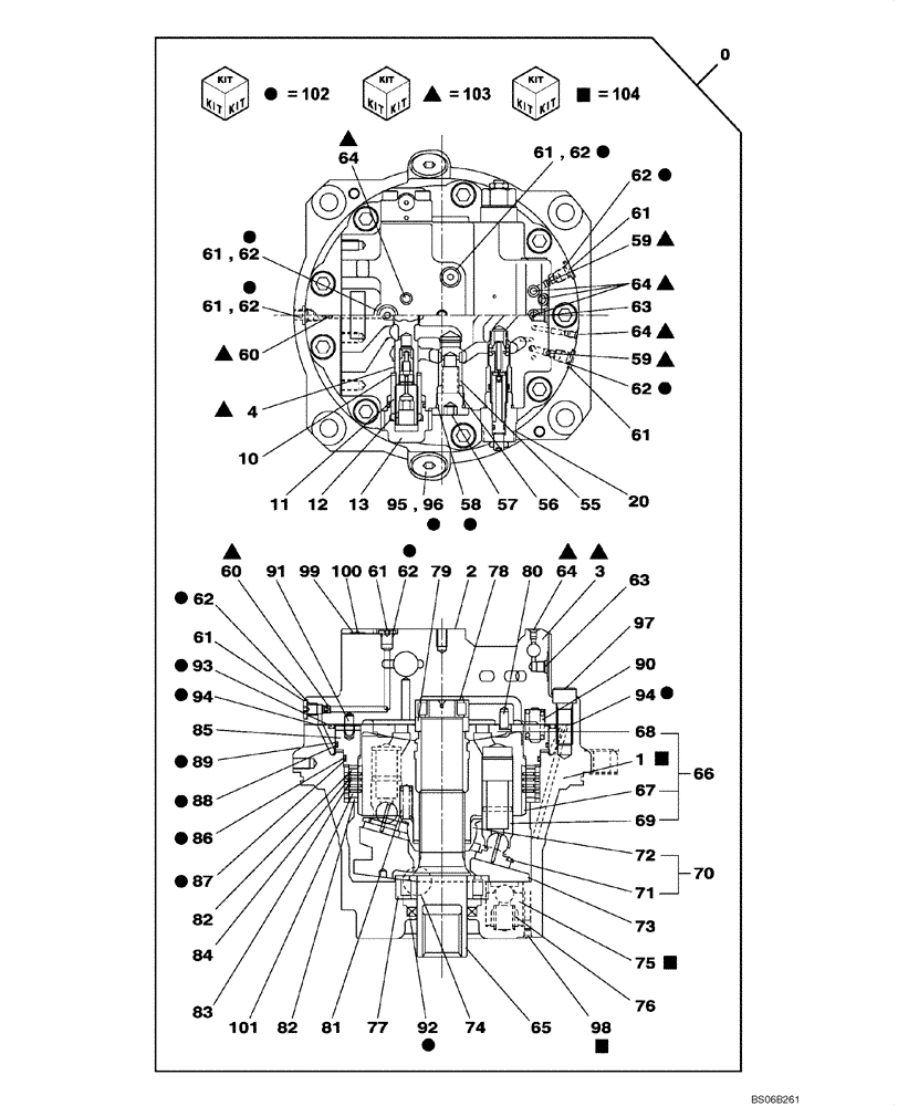 Схема запчастей Case CX700 - (06-004-00[01]) - TRAVEL MOTOR (06) - POWER TRAIN