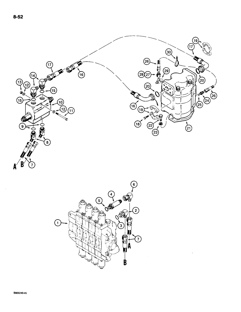 Схема запчастей Case 1085C - (8-052) - SWING MOTOR HYDRAULIC CIRCUIT (08) - HYDRAULICS