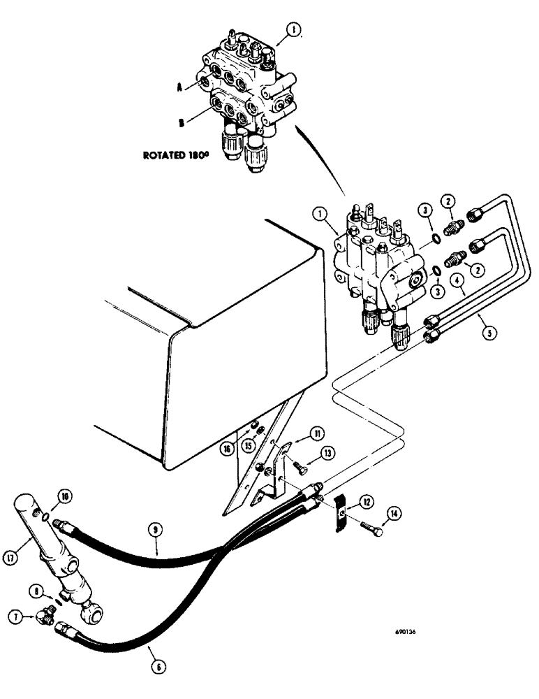 Схема запчастей Case 310G - (190) - RIPPER HYDRAULICS, (MODELS WITHOUT DIVERSION VALVE) (07) - HYDRAULIC SYSTEM