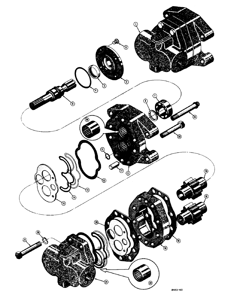 Схема запчастей Case 400 - (190) - D26066 HEAVY DUTY HYDRAULIC PUMP (19 G.P.M.) (07) - HYDRAULIC SYSTEM