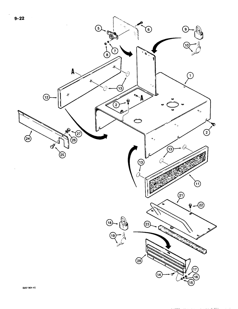 Схема запчастей Case 550 - (9-22) - HOOD AND INSTRUMENT PANEL COVER (09) - CHASSIS/ATTACHMENTS