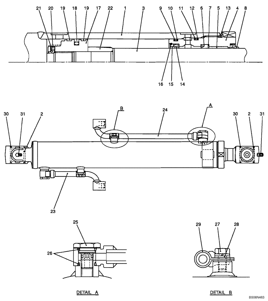 Схема запчастей Case CX17B - (08-022[00]) - CYLINDER ASSY, BOOM (CANOPY) (PU01V00024F1) (35) - HYDRAULIC SYSTEMS