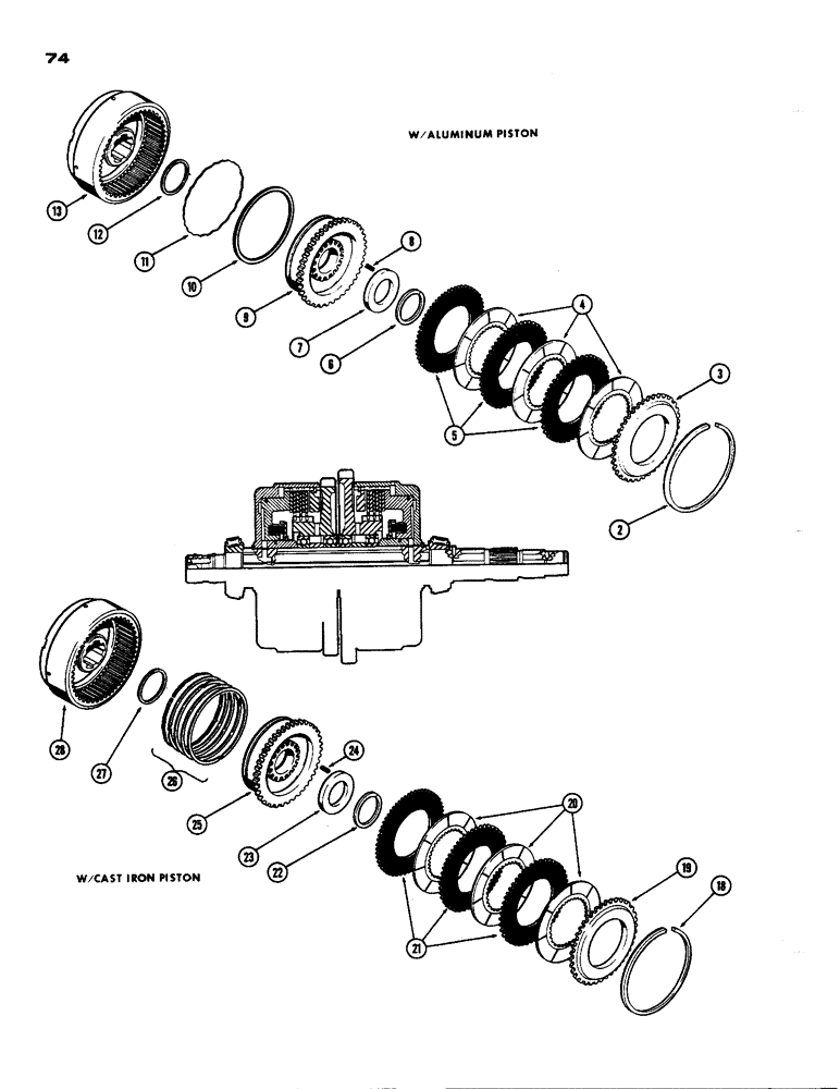 Схема запчастей Case 850 - (074) - FORWARD AND REVERSE, CLUTCH, W/ALUMINUM PISTON (03) - TRANSMISSION